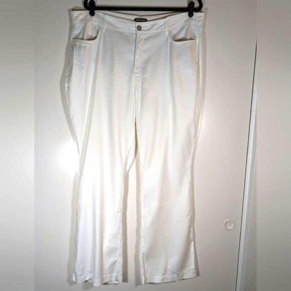 Curves 360 NYJD White High Rise Wide Leg Linen Blend Stretch With Wear Size 16 - Picture 2 of 12